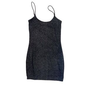 Lucy in the Sky black silver detail small mini dress adjustable spaghetti straps